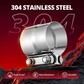 EVIL ENERGY clamp installed on exhaust pipe showing no-weld fit and serviceability benefit