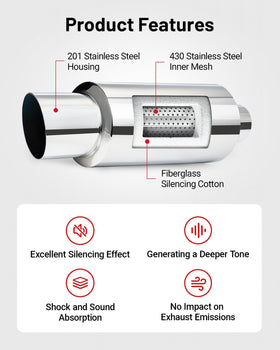 EVIL ENERGY muffler installed on truck tailpipe illustrating improved exhaust tone and fitment