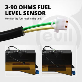 EVIL ENERGY close-up of internal anti-slosh foam preventing fuel starvation