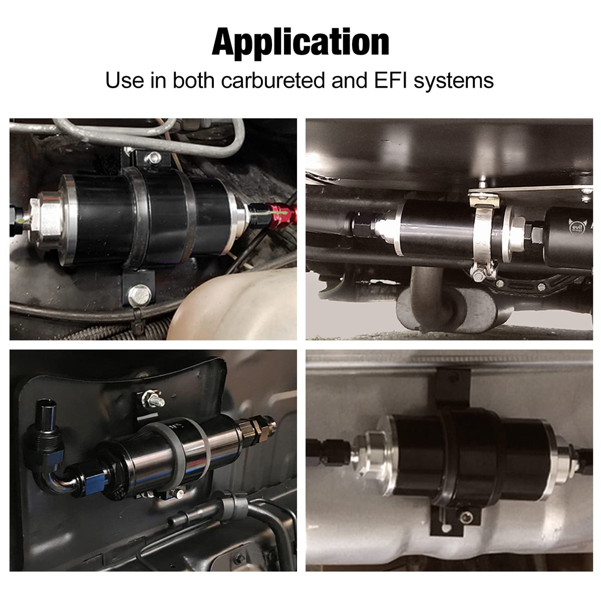 EVIL ENERGY label and flow arrow close-up ensuring correct installation direction