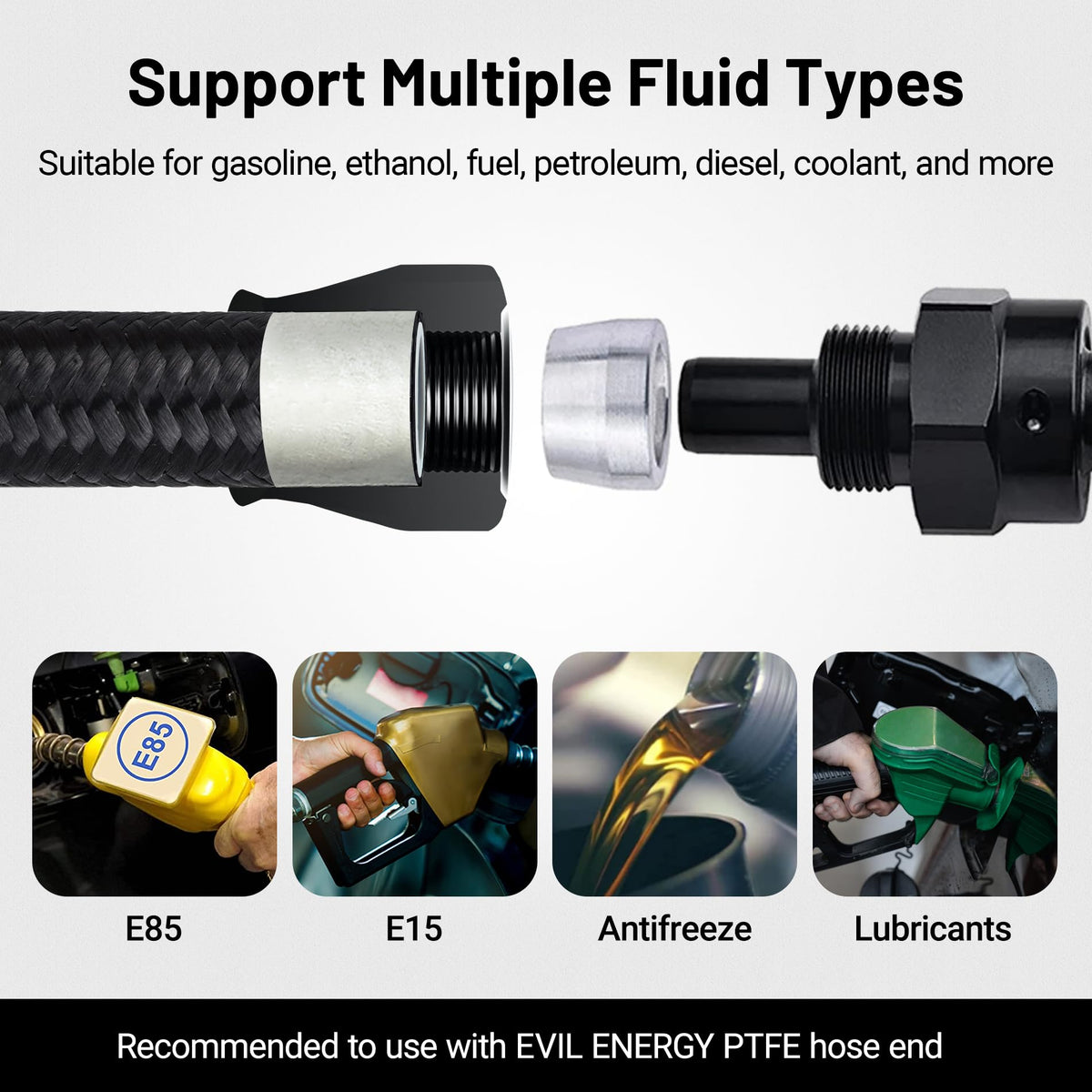 EVIL ENERGY hose beside tape measure showing 20ft length for full vehicle runs