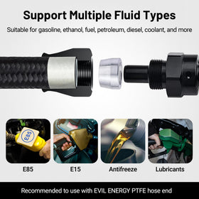 EVIL ENERGY hose beside tape measure showing 20ft length for full vehicle runs