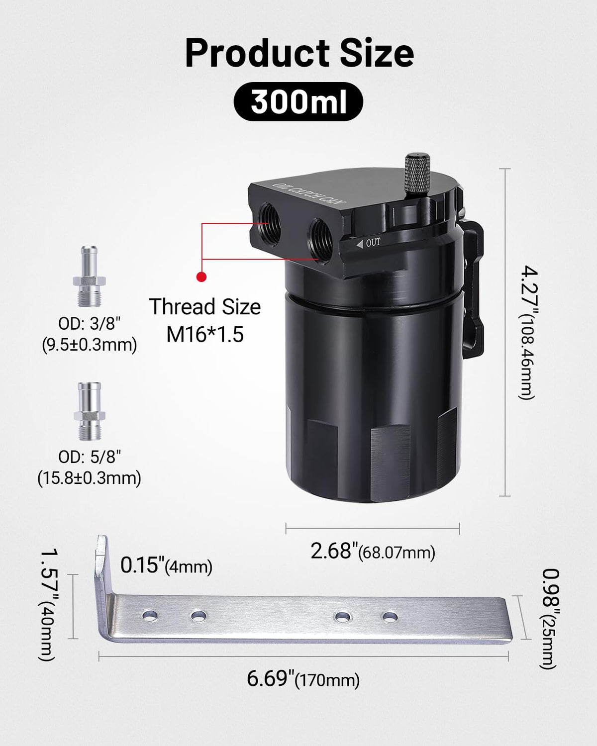 EVIL ENERGY NBR hose and M16x1.5 threaded ports displayed to show durable fit and heat resistance
