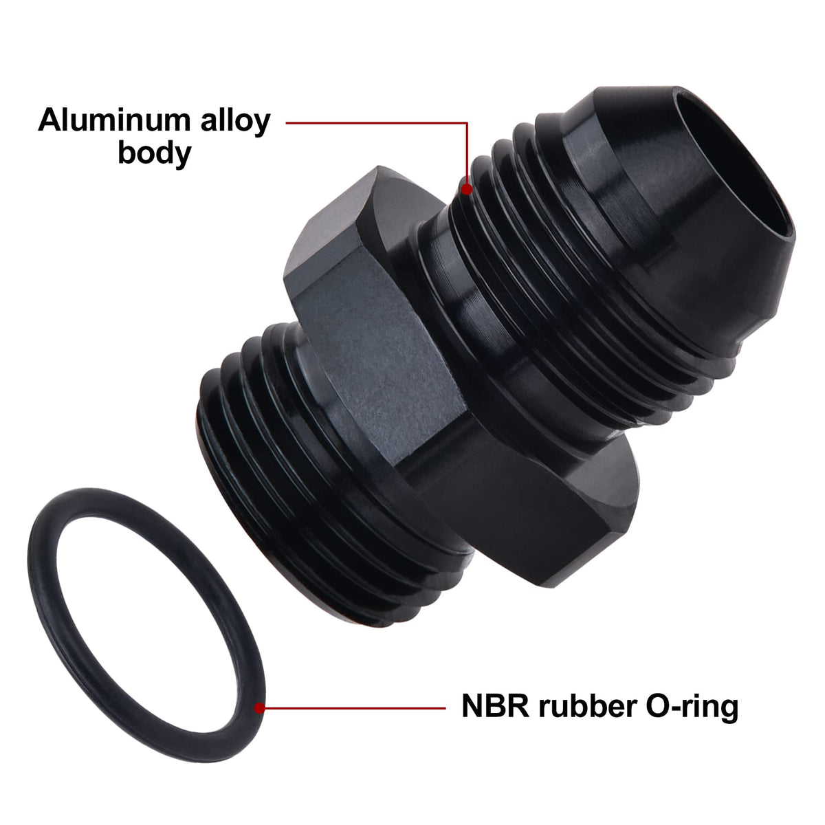 EVIL ENERGY image of ORB male end with NBR O-ring visible for leak prevention