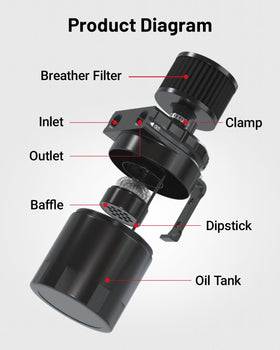 EVIL ENERGY removed baffle and steel balls close-up showing improved oil separation benefit