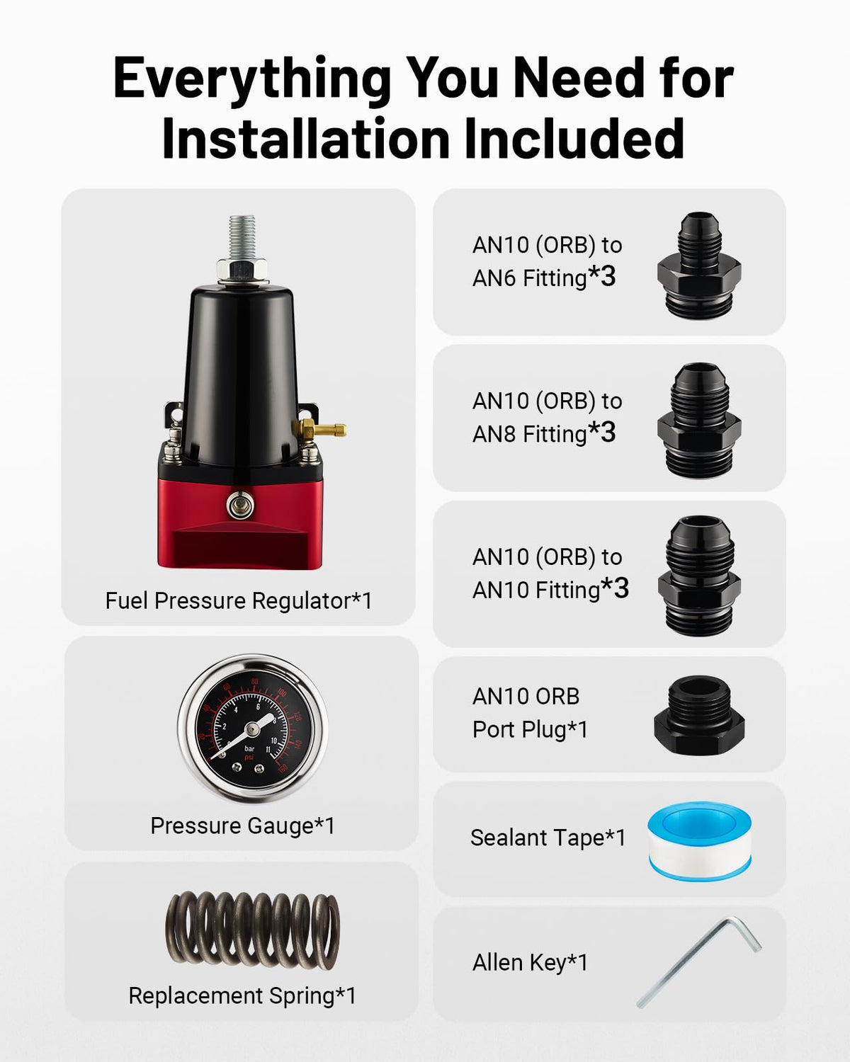 EVIL ENERGY replacement spring and AN adapters organized for flexible tuning benefit