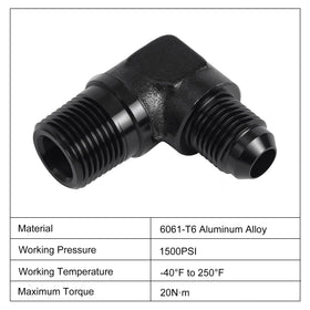 EVIL ENERGY side profile installed on AN hose demonstrating compact right-angle routing
