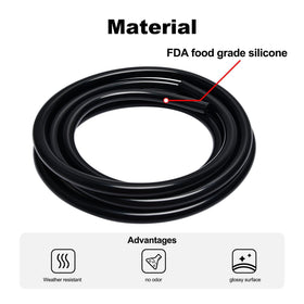 EVIL ENERGY four hoses laid side-by-side to compare 4mm, 6mm, 8mm, 10mm diameters for fit