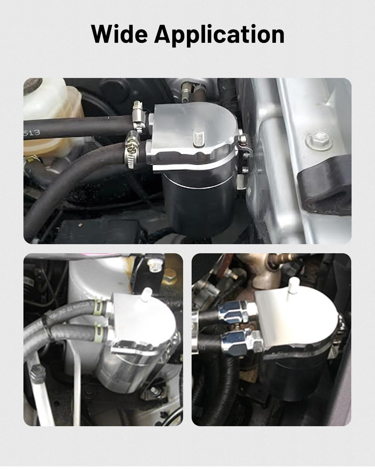 EVIL ENERGY catch can next to a hand showing 300ml capacity and compact space-saving benefit