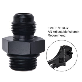 EVIL ENERGY adapter beside a ruler showing dimensions for proper fit and selection