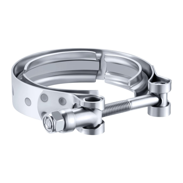 EVIL ENERGY front view of 2.5 inch V-band clamp showing full shape and fit benefit