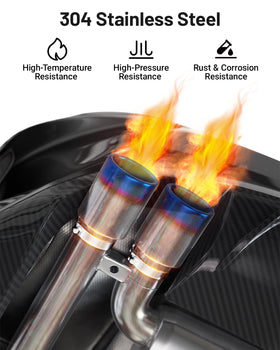 EVIL ENERGY in workshop on exhaust showing quick removal and serviceability benefit