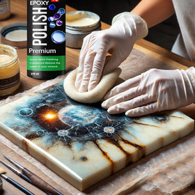 Evlisrtpk close-up polished epoxy surface highlighting mirror-like finish