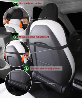 EVMODS protector laid on seat for scale to show tailored Model Y fit