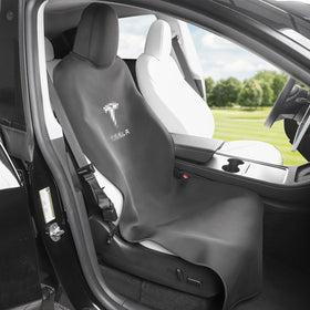 EVMODS front view on Tesla Model Y seat showing full coverage and protection