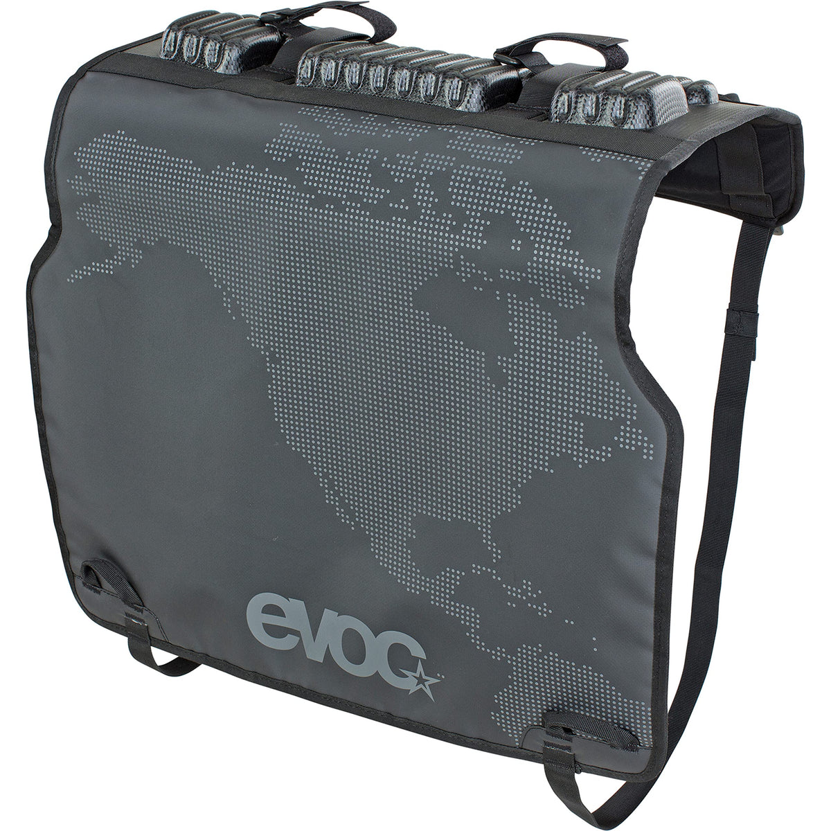 EVOC tailgate pad front view showing full coverage and vehicle protection