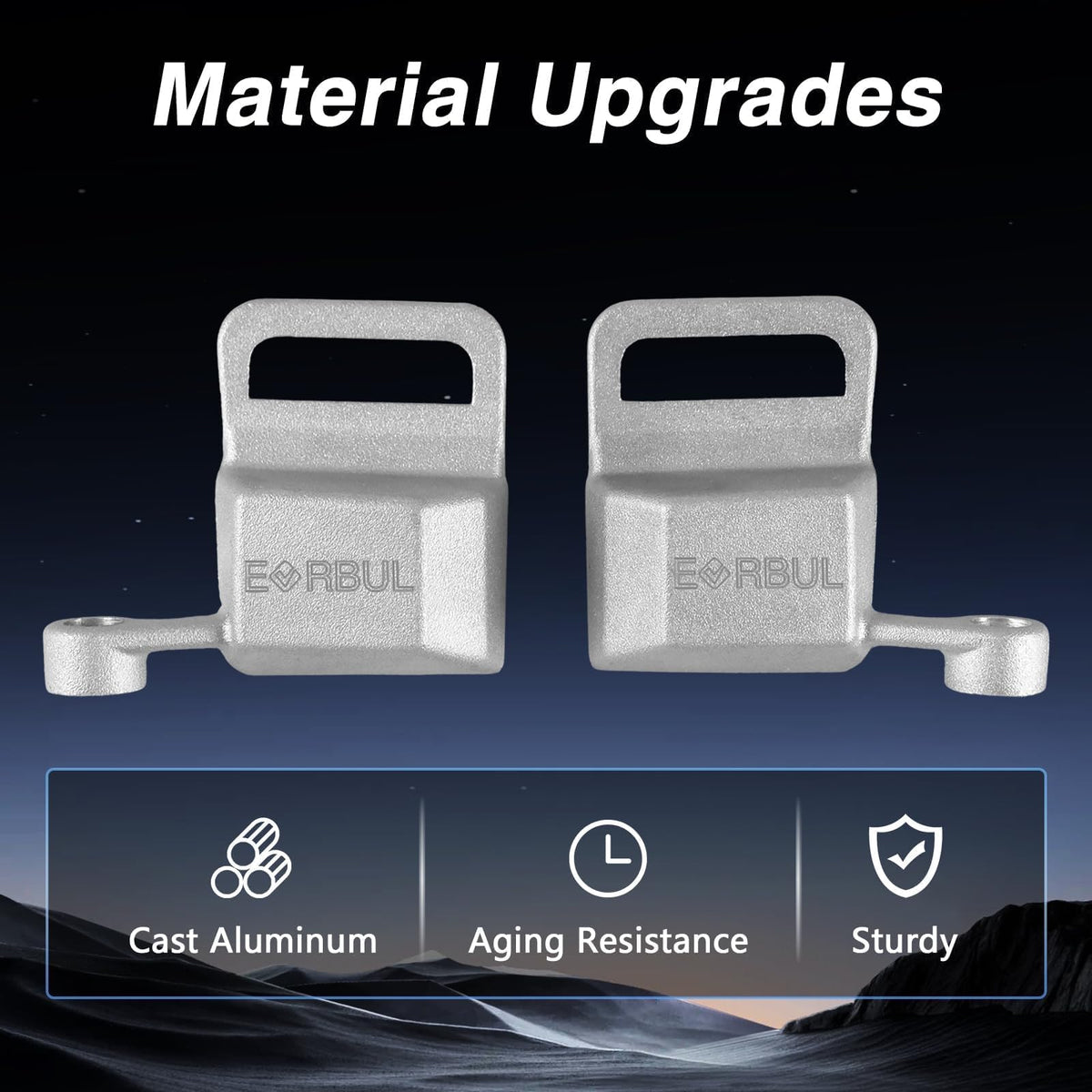 EVRBUL close-up of aluminum clip highlighting durable metal construction benefit
