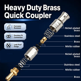 EVRBUL brass coupler close-up highlighting corrosion-resistant seal