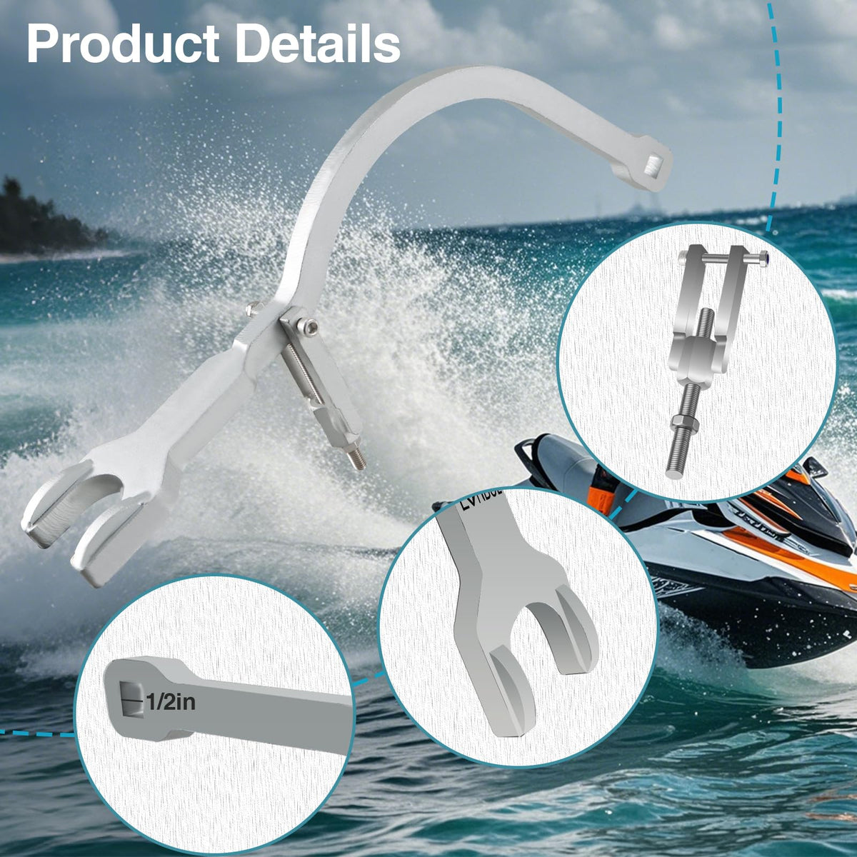 EVRBUL tool being used on a Sea-Doo drive shaft to safely extract ring