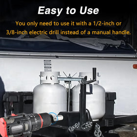 EVRBUL engaged with a pop-up camper jack illustrating secure fit and easier operation