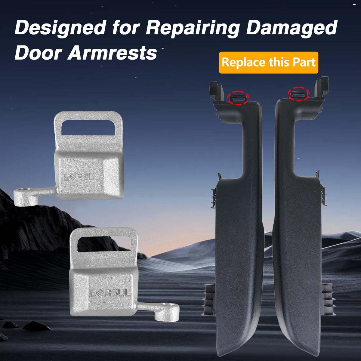 EVRBUL label close-up with related part numbers to confirm vehicle compatibility