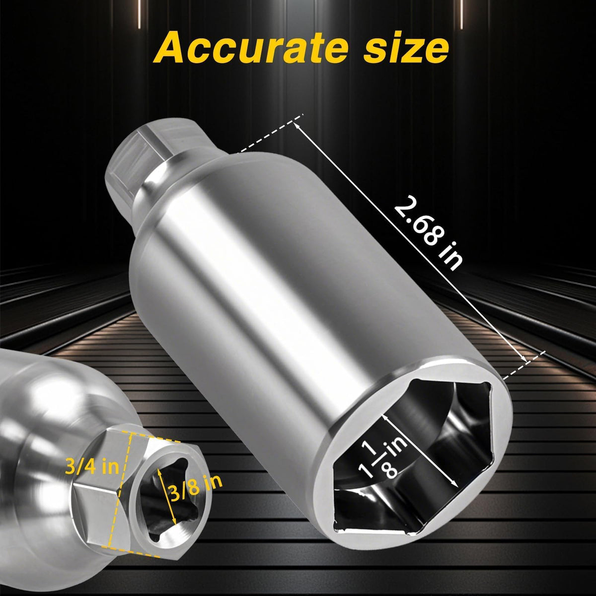 EVRBUL side profile showing deep-socket length for recessed valve access