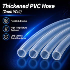 EVRBUL transparent PVC hose detail showing fluid visibility and durability