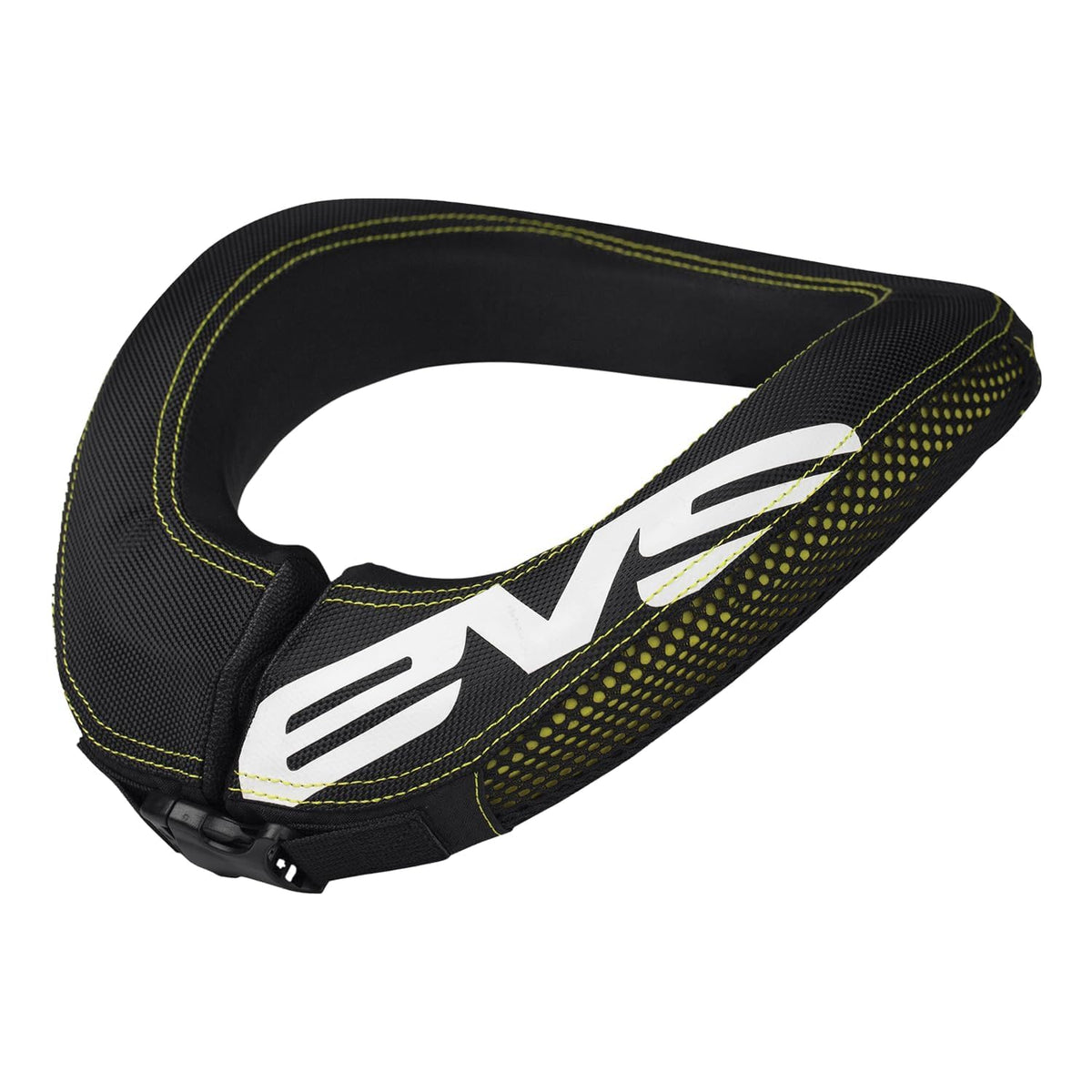 EVS R2 front view in black/hi-viz showing compact protective shape and visibility benefit