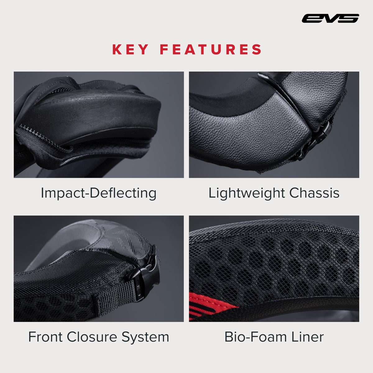 EVS R2 hook-and-loop closure delivering secure adjustable fit