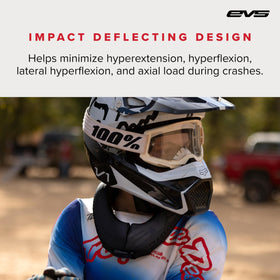 Youth rider wearing EVS R2 on dirt track demonstrating confidence and stability benefit