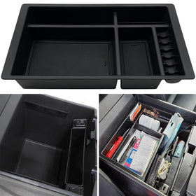 EVTIME front view of console organizer showing neat compartments and quick access