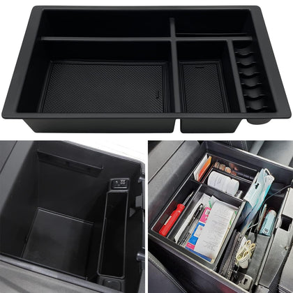 EVTIME front view of console organizer showing neat compartments and quick access