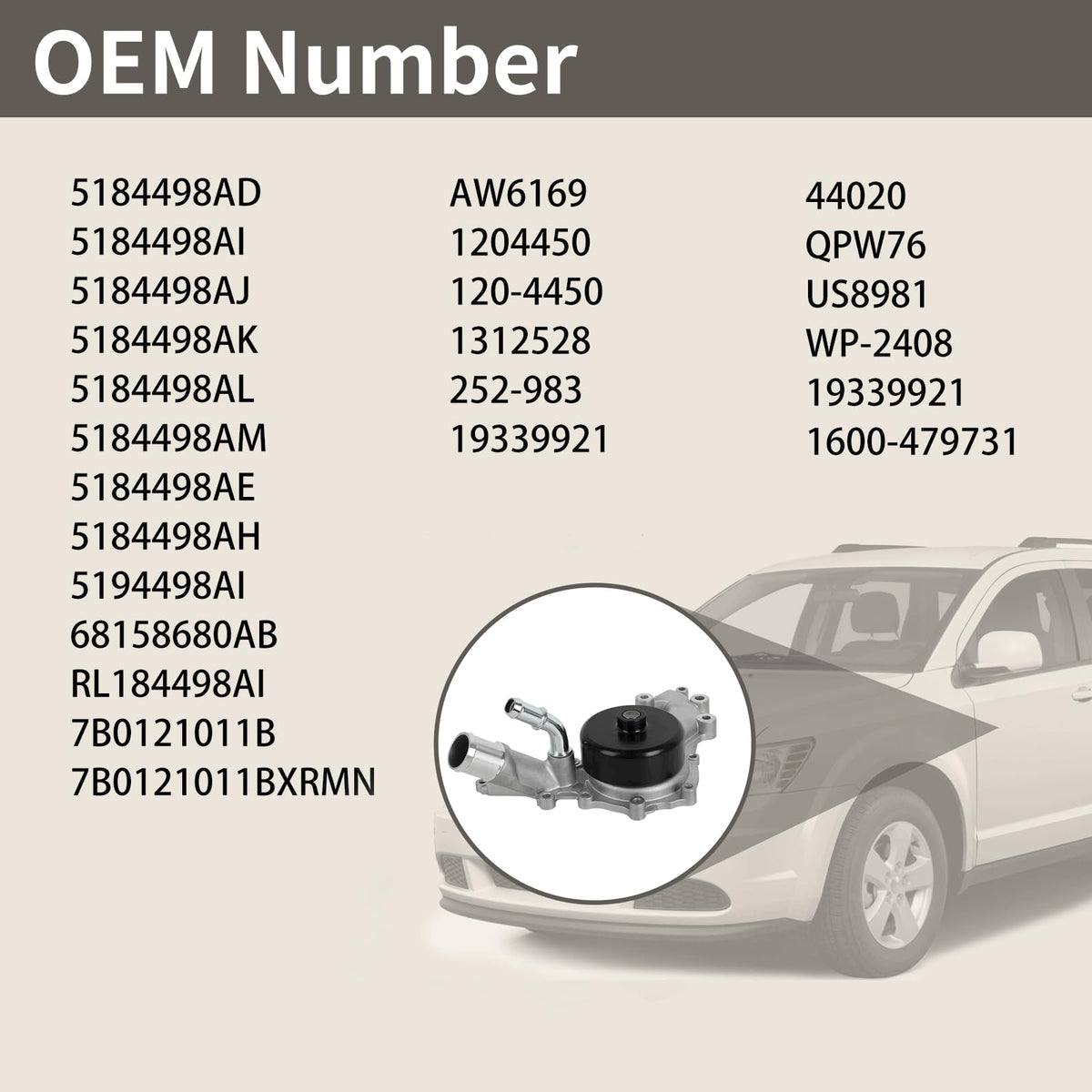 EvTok AW6169 parts label view with cross-reference numbers for easy verification