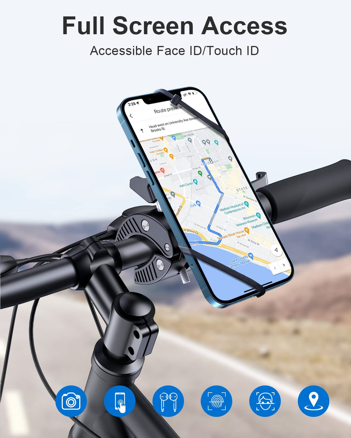 EWA mounted on spin bike console enabling clear workout view benefit
