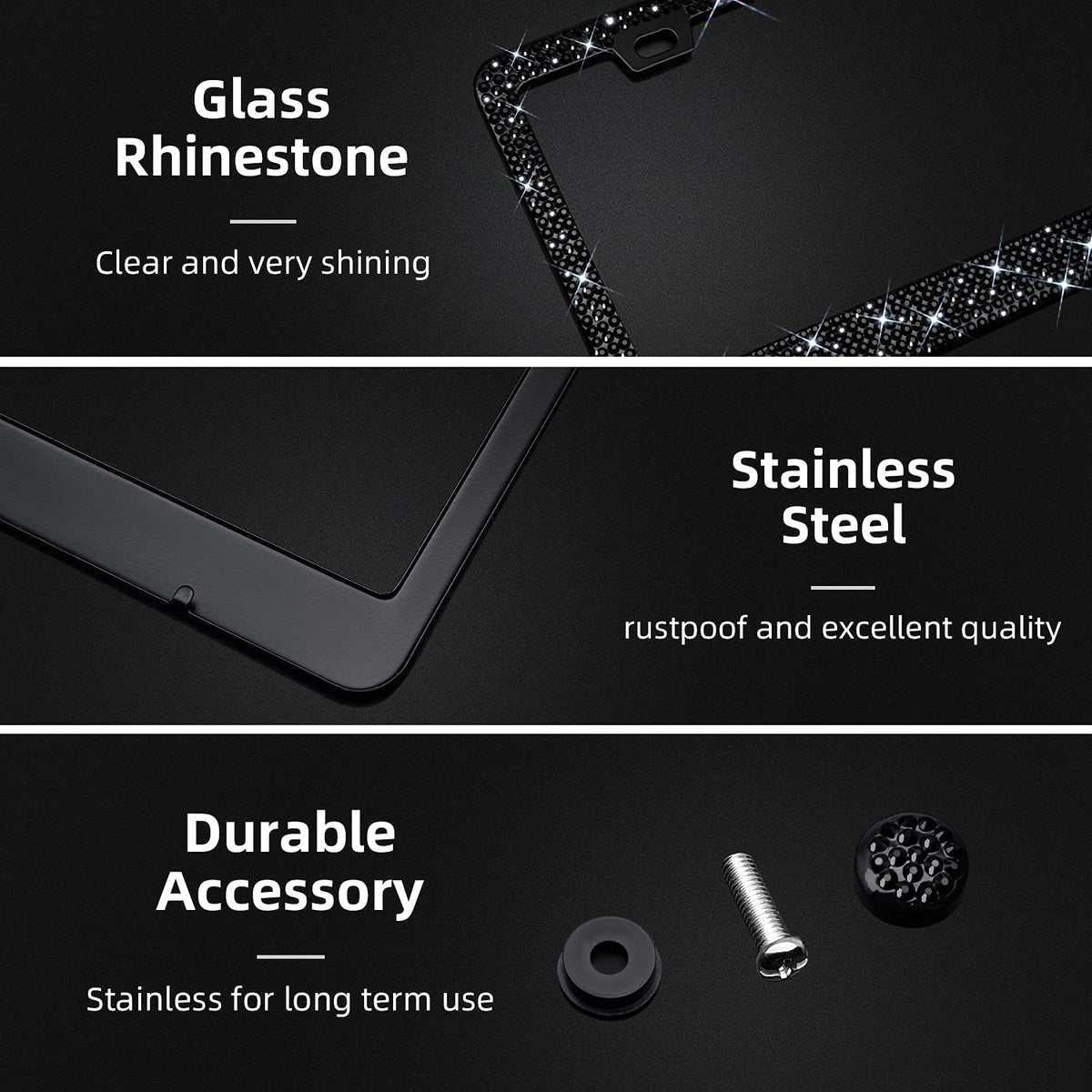 EWBN anti-theft screws and extra rhinestones displayed for installation and repairs benefit: secure mounting