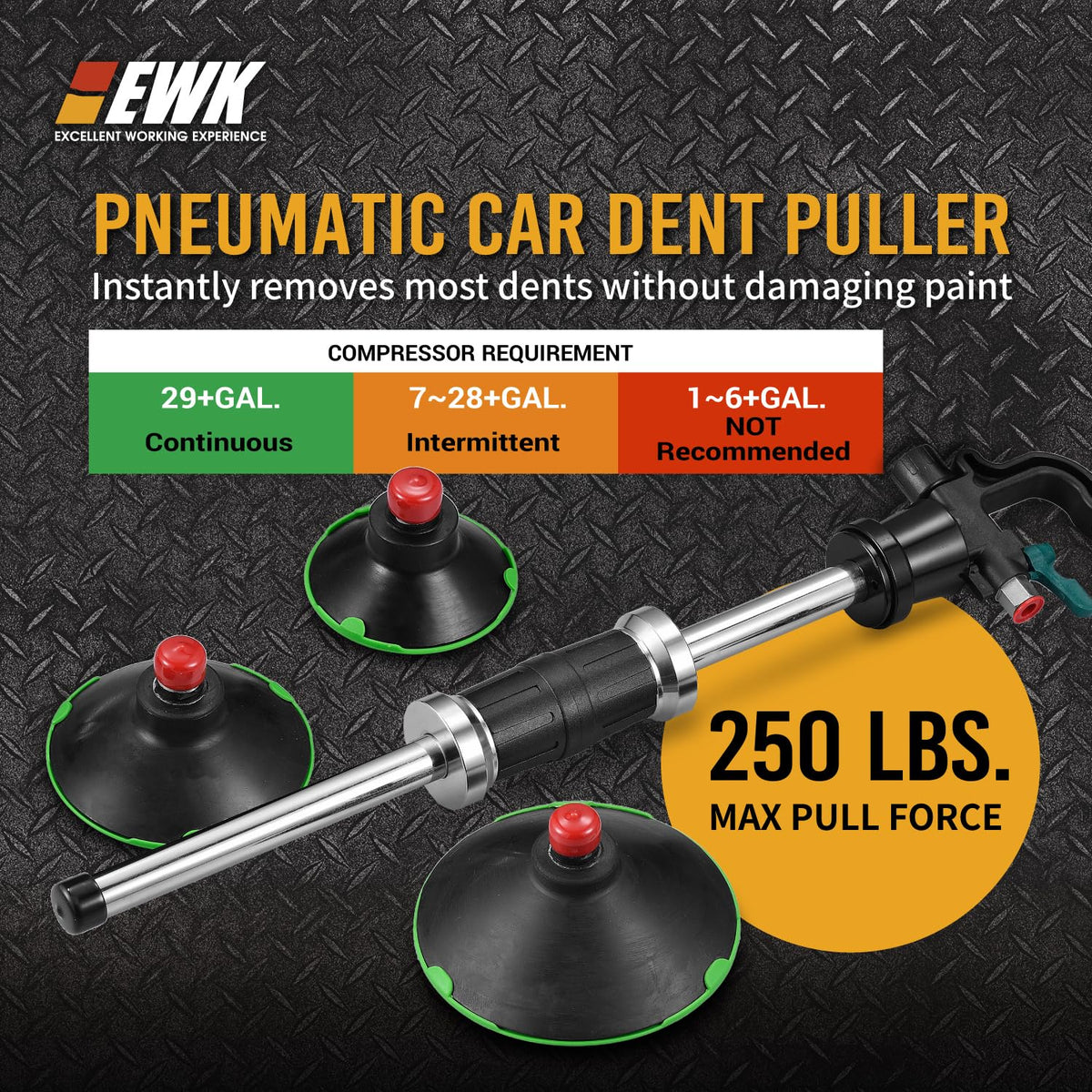 EWK 125mm cup beside smaller cups for broader dent coverage benefit