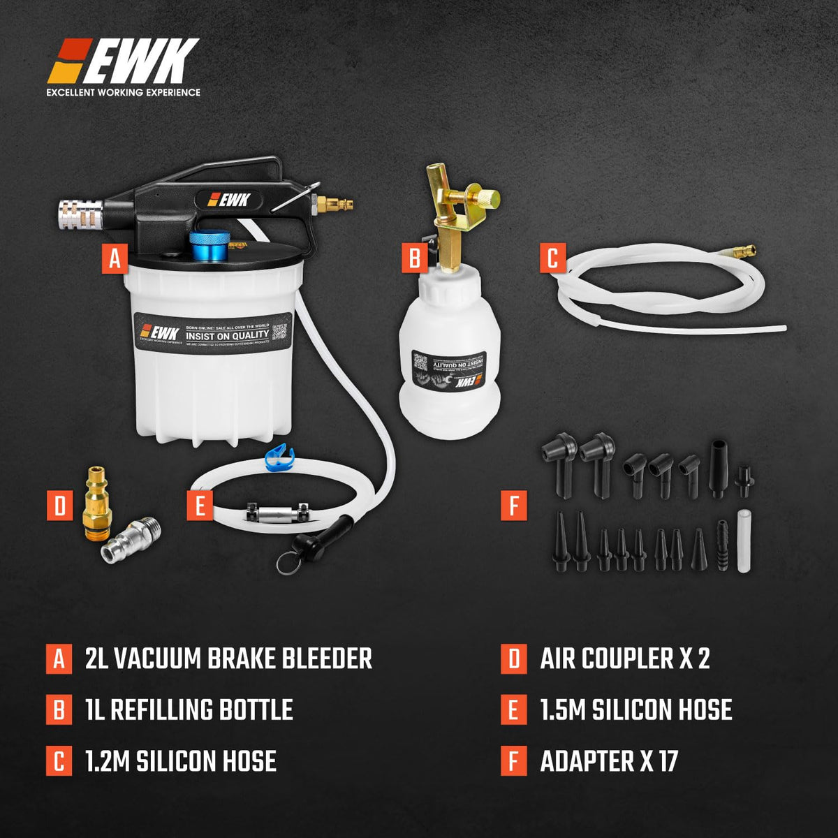EWK 1L collection bottle detail clearly labeled for spill-free containment