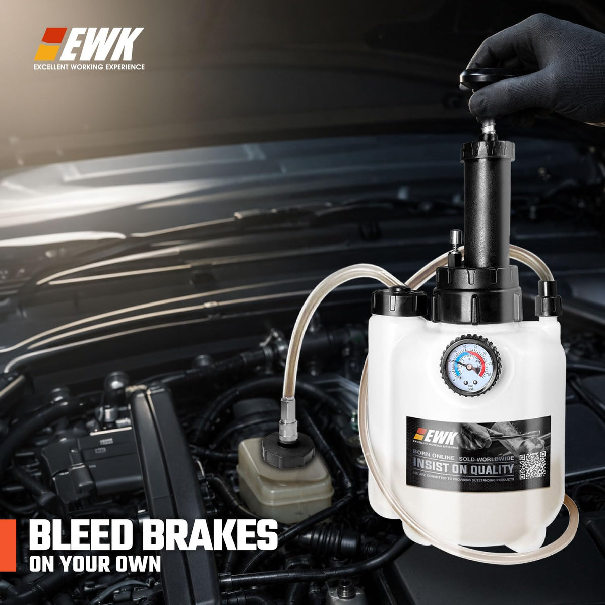 EWK 1L waste bottle detail capturing expelled fluid for tidy, safe disposal