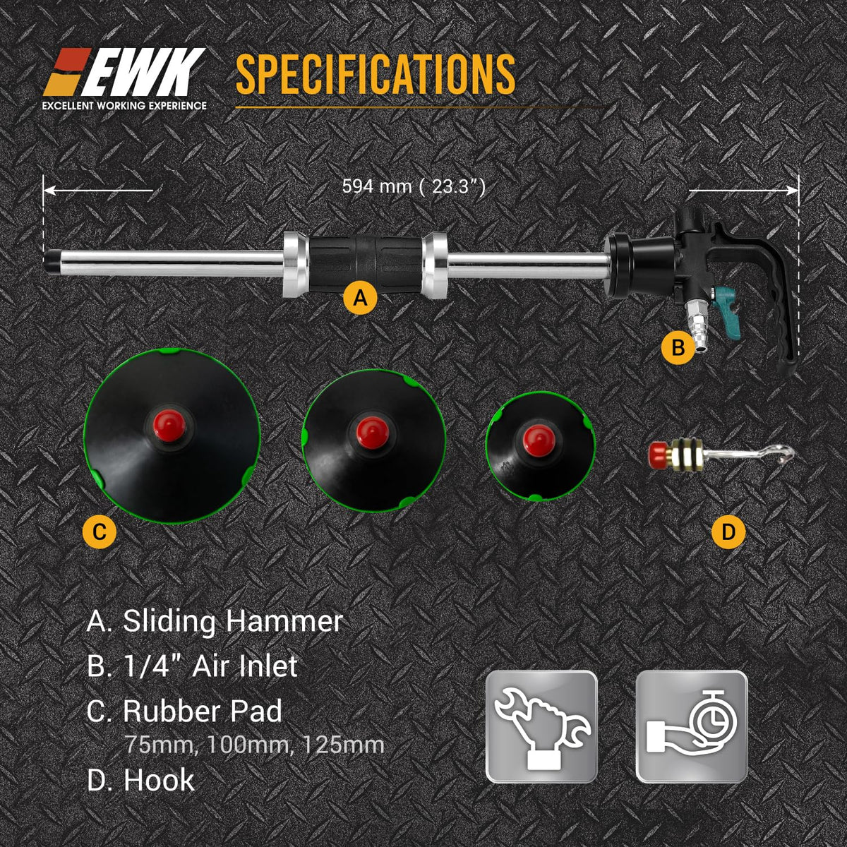 EWK 75mm suction cup closeup shows soft rubber for paint-safe grip