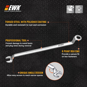 EWK angled head detail reaching tight engine bays for better access