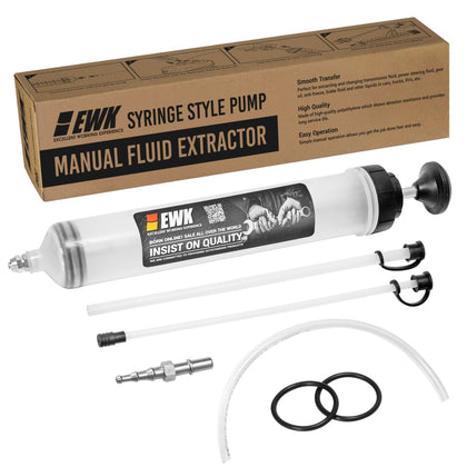 EWK front view syringe showing full kit and benefit of cleaner fluid changes