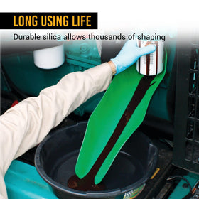 EWK funnel held in hand showing scale and portable, toolbox-friendly benefit