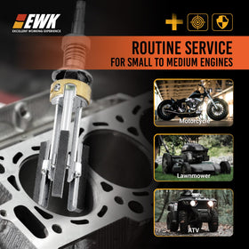 EWK hone mounted in a 1/4-inch drill in use demonstrating portable honing for cylinder maintenance