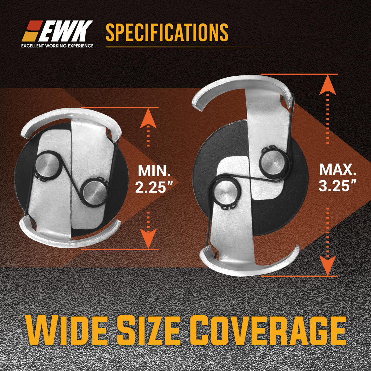 EWK jaw closeup detail showing automatic tightening for better grip