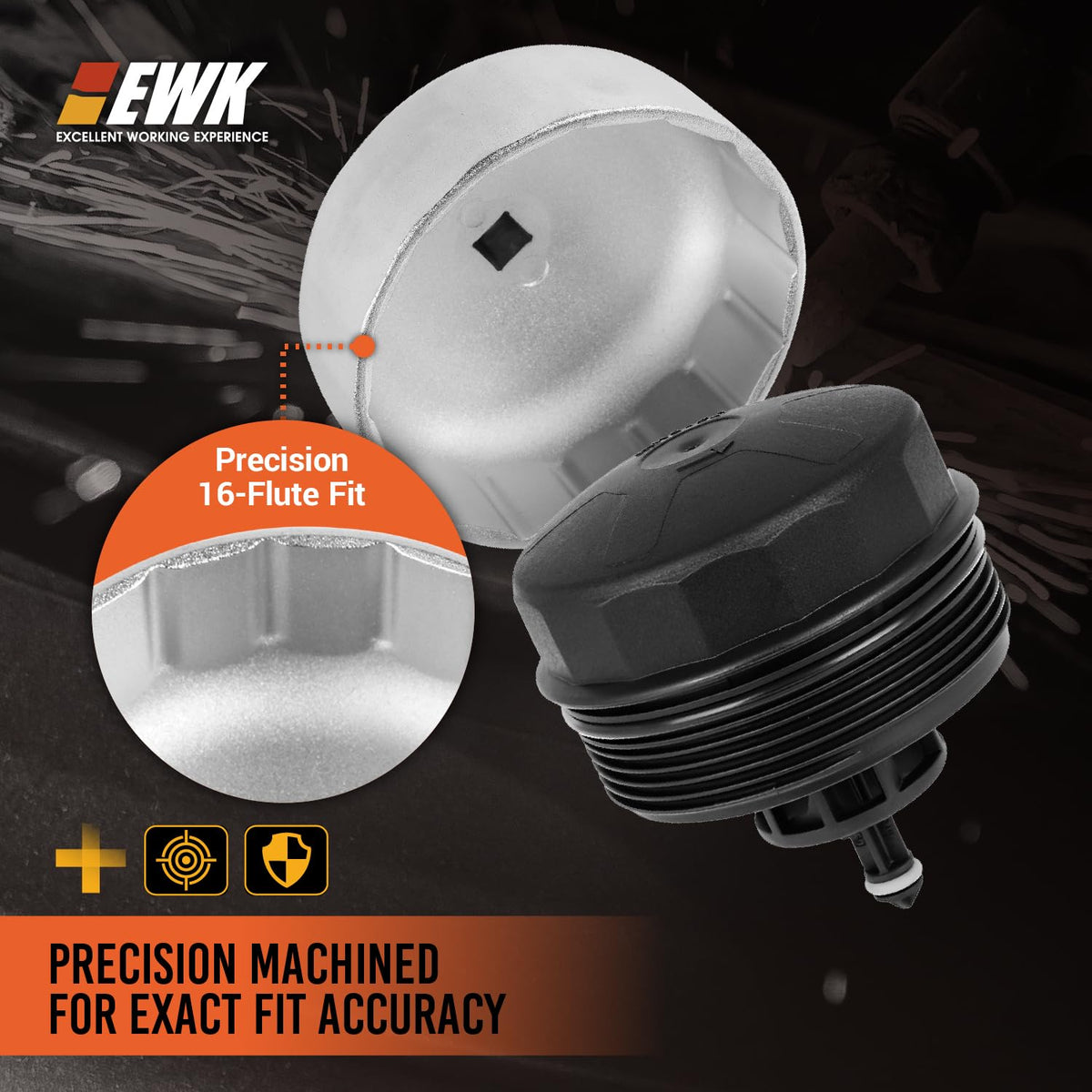 EWK next to ratchet showing compact size for tight engine bays