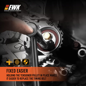 EWK tool beside a ratchet for scale showing compact size benefit for tight bays