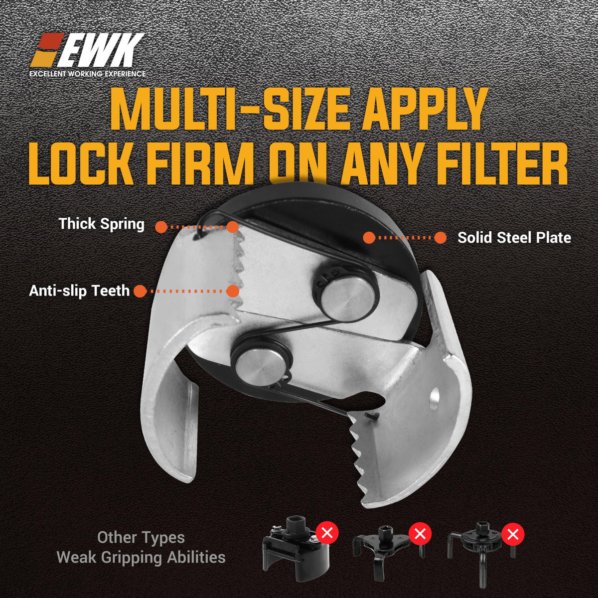 EWK size comparison with ratchet showing 3/8-inch drive compatibility benefit