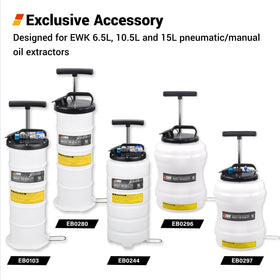 EWK blue adapter connection demonstrating secure fit to extractor for leak‑free pumping