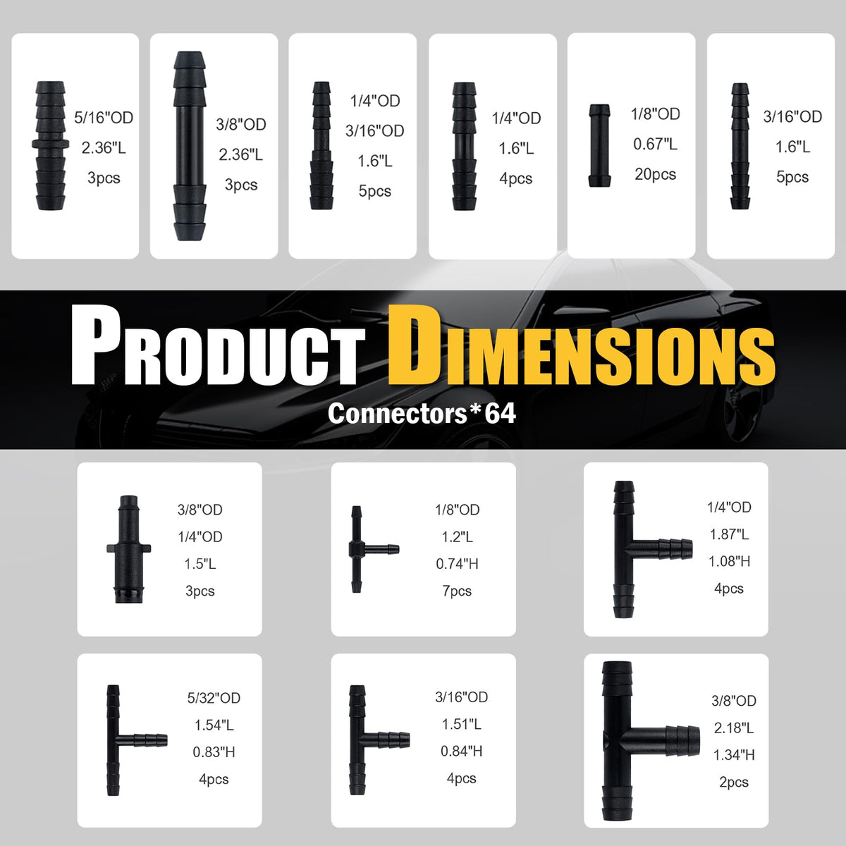 EWOJUYE assorted connectors arranged by size for fast identification benefit