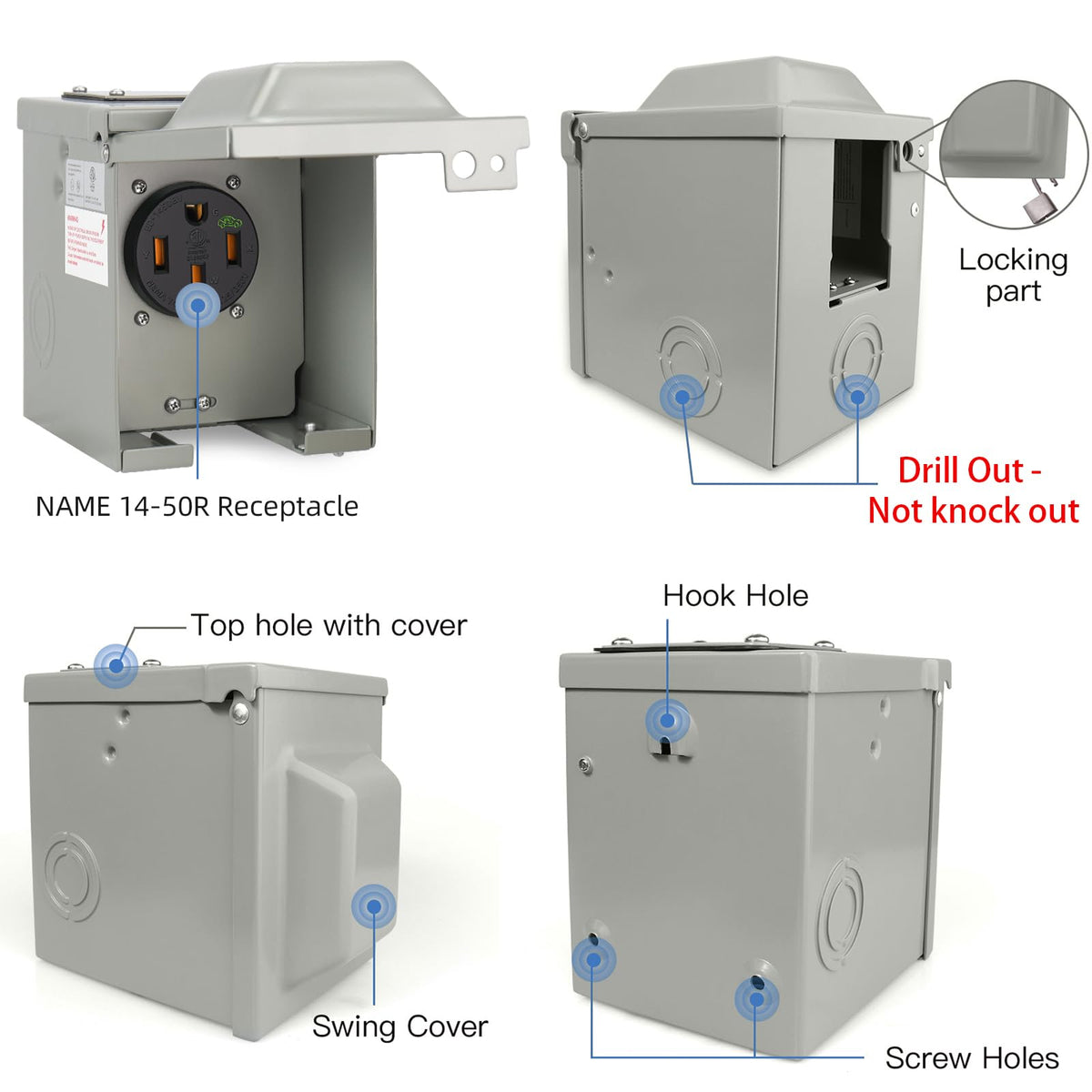 EXCELFU lockable door secured with padlock to prevent tampering and protect cable
